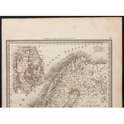 Gravure de 1840 - Carte de Scandinavie & Danemark - 2