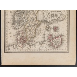 Gravure de 1840 - Carte de Scandinavie & Danemark - 3