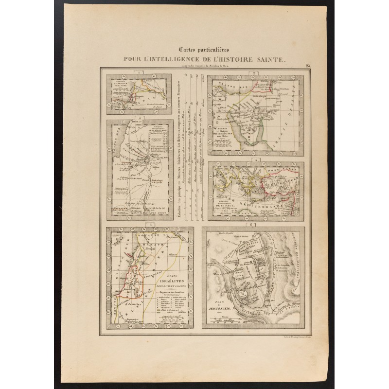 Gravure de 1840 - Carte sur l'Histoire Sainte - 1