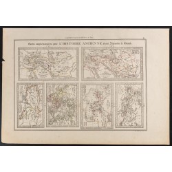 Gravure de 1840 - Carte histoire d'Alexandre le Grand - 1