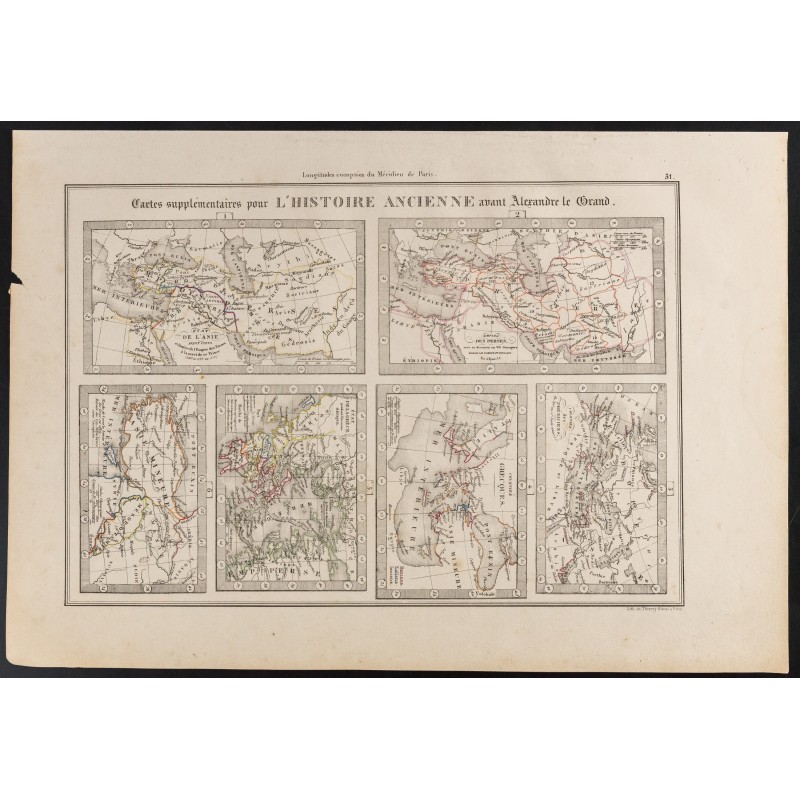 Gravure de 1840 - Carte histoire d'Alexandre le Grand - 1