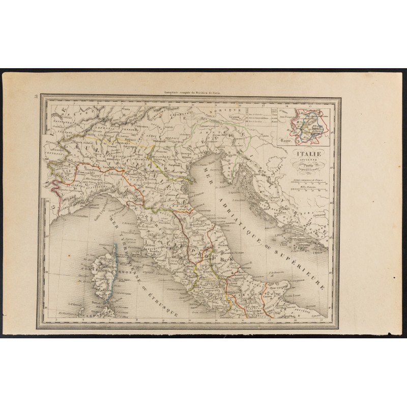 Gravure de 1840 - Carte de l'Italie ancienne (Nord) - 1