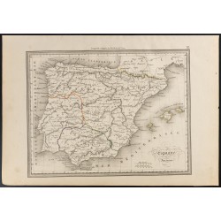 Gravure de 1840 - Carte de l'Espagne ancienne - 1