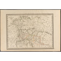 Gravure de 1840 - Carte de la Germanie - 1