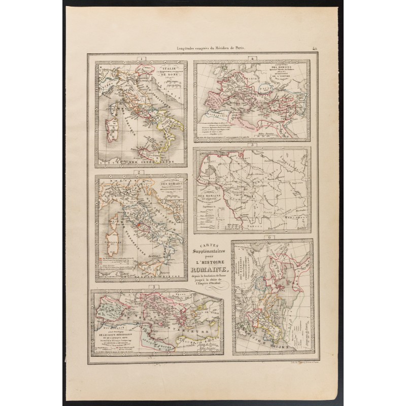 Gravure de 1840 - Cartes sur l'histoire romaine - 1