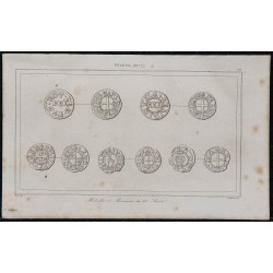 1844 - Planche de médailles et monnaies du XIème siècle 