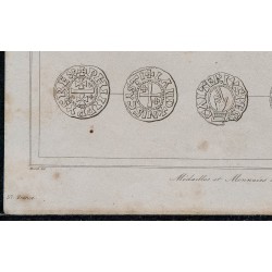 1844 - Planche de médailles et monnaies du XIème siècle 
