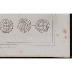 1844 - Planche de médailles et monnaies du XIème siècle 
