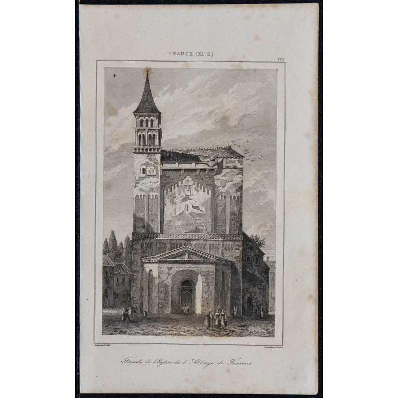 1844 - Vue de l'église de l'Abbaye de Tournus 