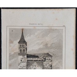 1844 - Vue de l'église de l'Abbaye de Tournus 