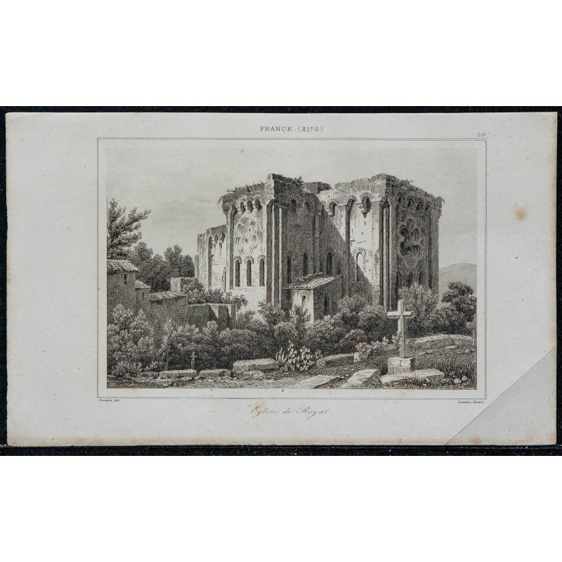 1844 - Vue de l'Église Saint-Léger de Royat 