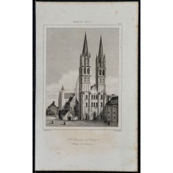 1844 - Vue de l'église Saint-Étienne de Caen 