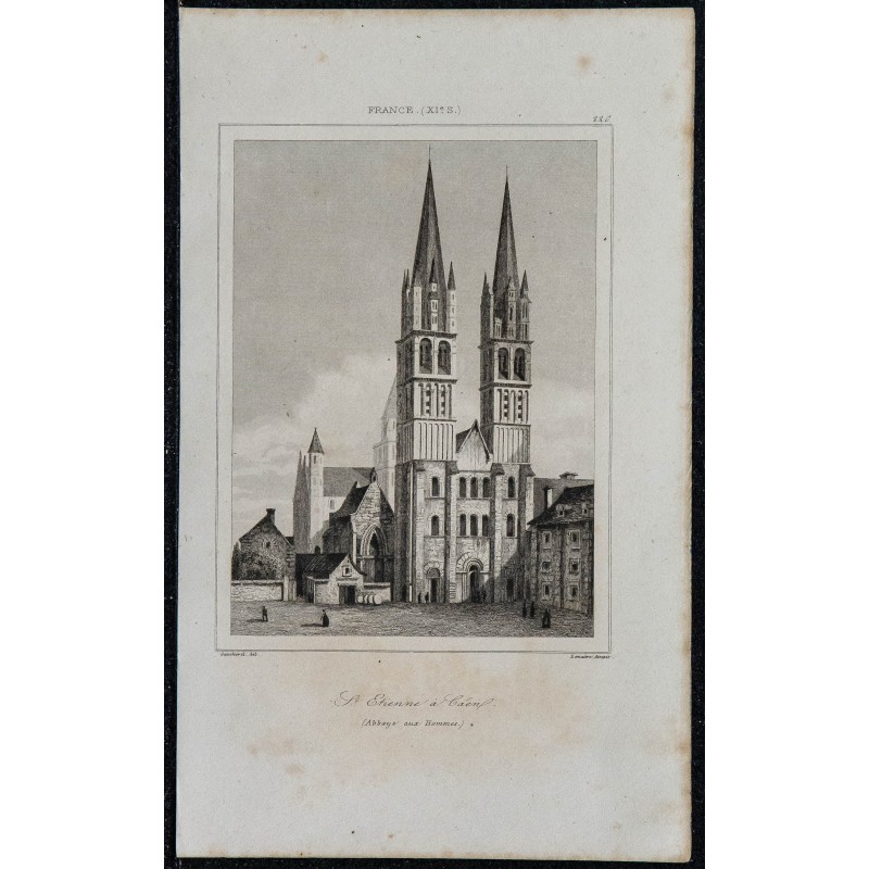 1844 - Vue de l'église Saint-Étienne de Caen 