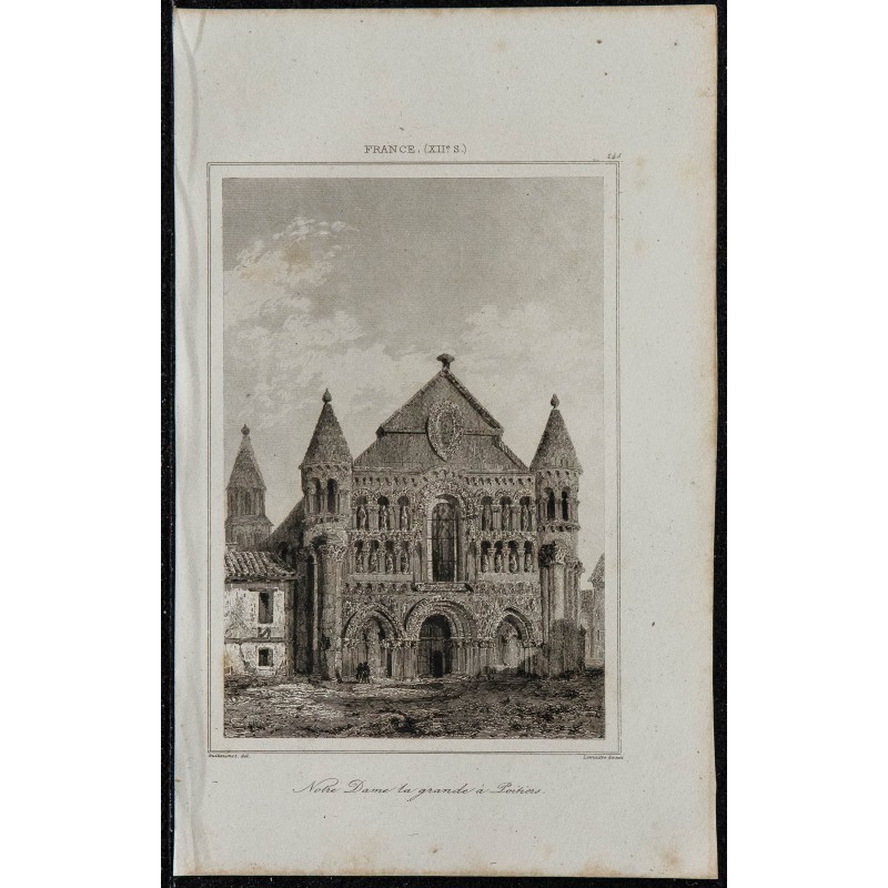 1844 - Vue de l'église Notre-Dame-la-Grande à Poitiers 