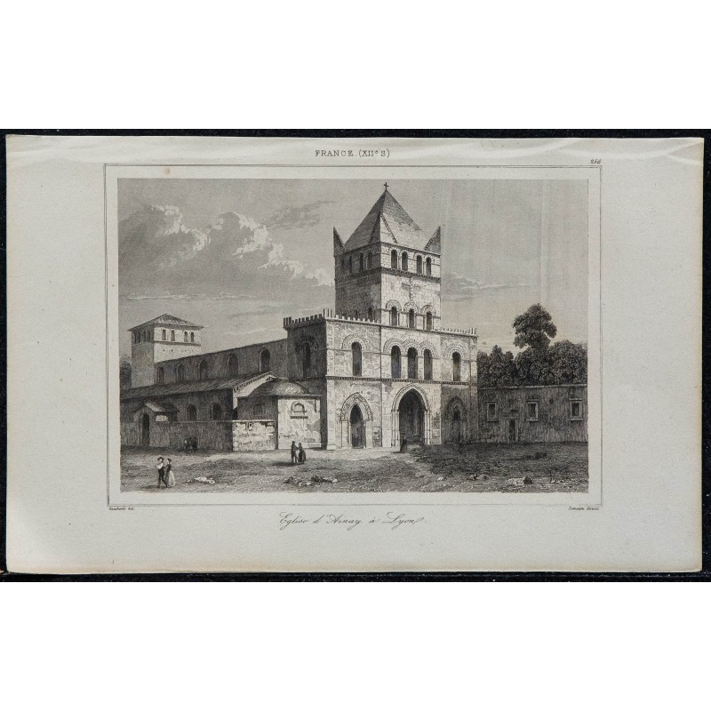 1844 - Vue de l'église Basilique Saint-Martin d'Ainay 
