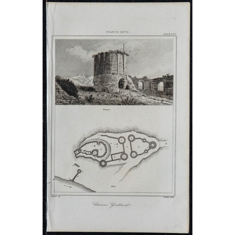 1844 - Vue et plan du Château Gaillard 