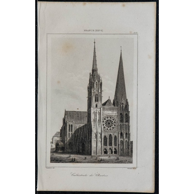 1844 - Vue de la cathédrale de Chartres 