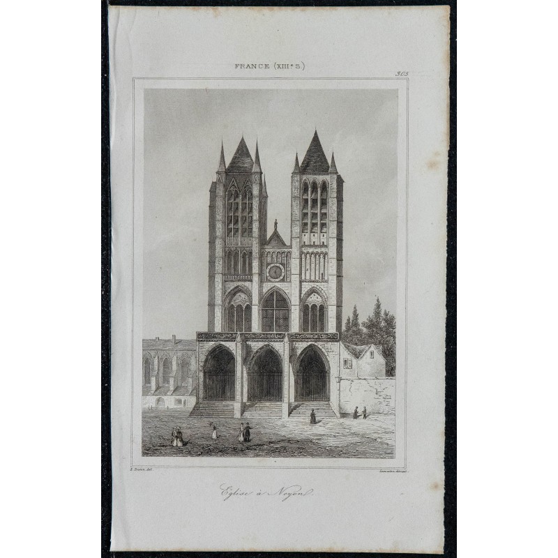 1844 - Vue de la cathédrale Notre-Dame de Noyon 