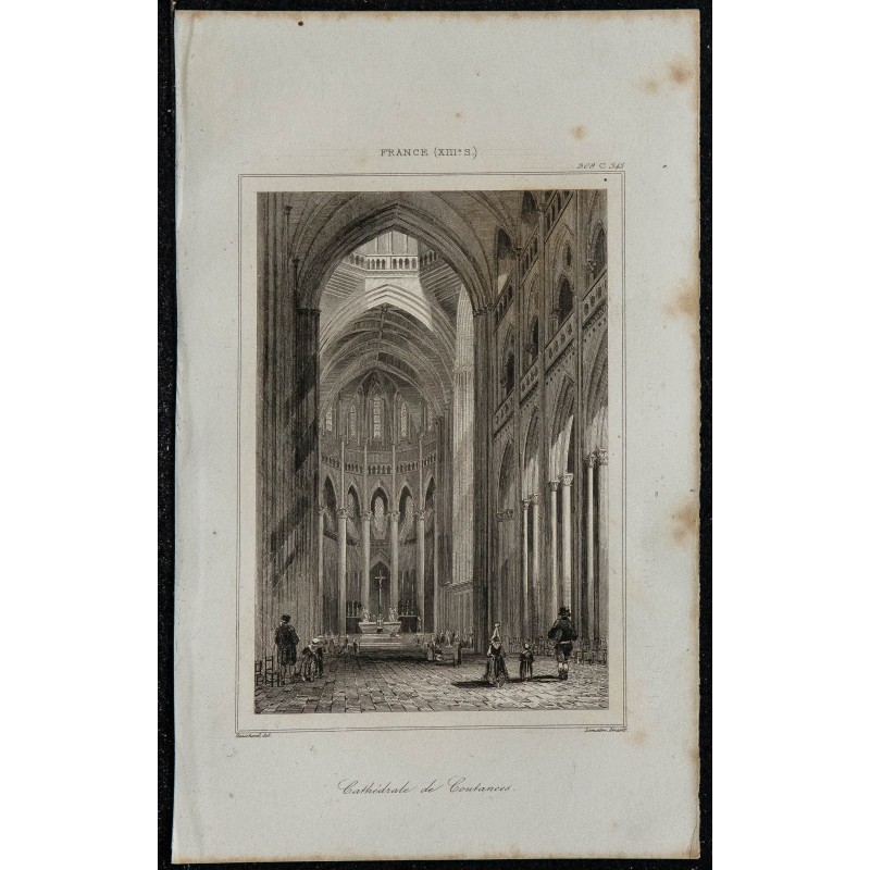 1844 - Intérieur de la cathédrale de Coutances 