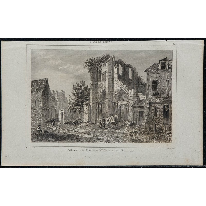 1844 - Ruines de l'église Saint-Thomas à Beauvais 