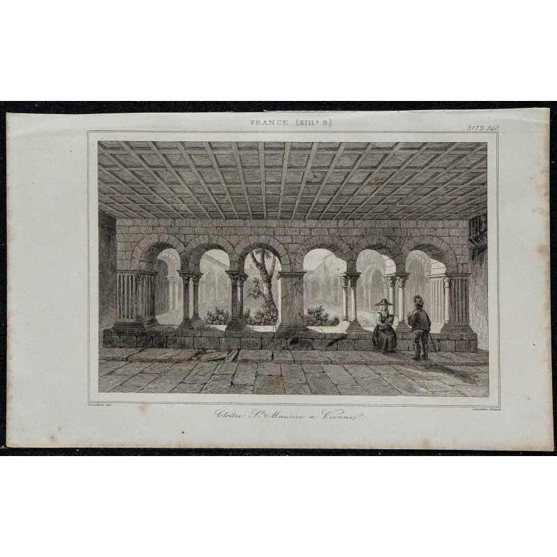 1844 - Vue du cloître de St Maurice à Vienne 