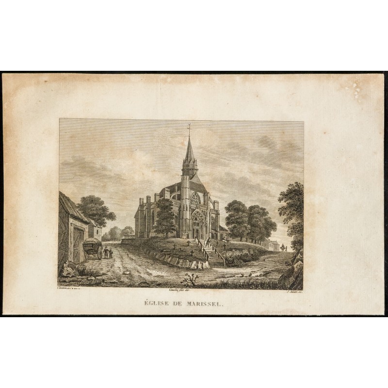 Gravure de 1829 - Église de Marissel - 1