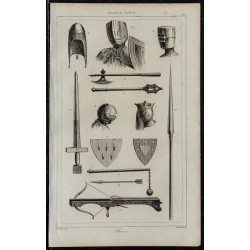 1844 - Planche sur les armes du 13ème siècle 