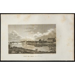 Gravure de 1829 - Pont de Creil sur l'Oise - 1