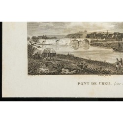 Gravure de 1829 - Pont de Creil sur l'Oise - 4