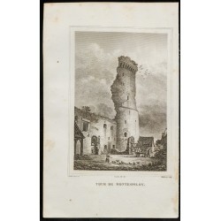 Gravure de 1829 - Tour de Montespiloy - 1