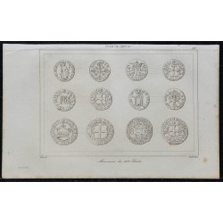 1844 - Planche de monnaies du 14ème siècle 