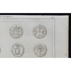 1844 - Planche de monnaies du 14ème siècle 