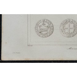 1844 - Planche de monnaies du 14ème siècle 