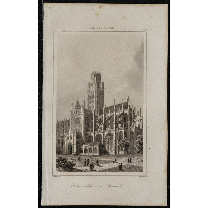1844 - Vue de l'abbaye Saint-Ouen de Rouen 