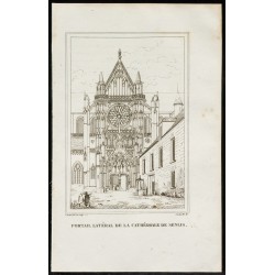 Gravure de 1829 - Portail latéral de la cathédrale de Senlis - 1