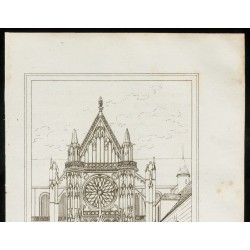 Gravure de 1829 - Portail latéral de la cathédrale de Senlis - 2
