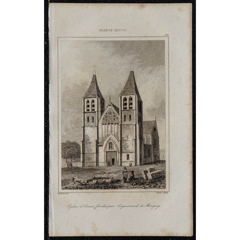 1844 - Vue de la Collégiale Notre-Dame d'Écouis 