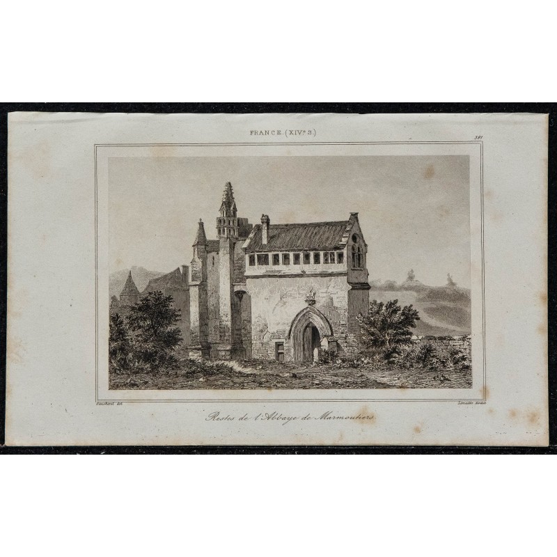 1844 - Vue de l'abbaye de Marmoutiers 