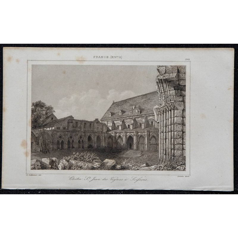 1844 - Vue du cloître St Jean des Vignes à Soissons 
