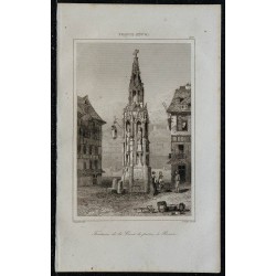1844 - Vue de la Fontaine de la Croix de pierre à Rouen 