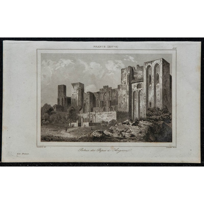 1844 - Vue du Palais des Papes à Avignon 