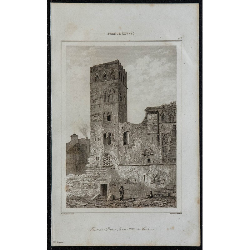 1844 - Vue de la Tour du Pape Jean XXII à Cahors 