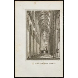 Gravure de 1829 - Nef de la Cathédrale d'Amiens - 1