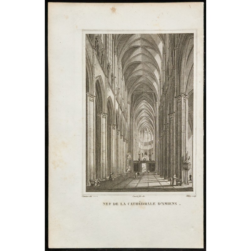 Gravure de 1829 - Nef de la Cathédrale d'Amiens - 1