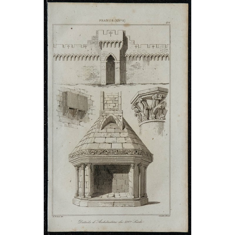 1844 - Détails architecturaux du 14ème siècle 