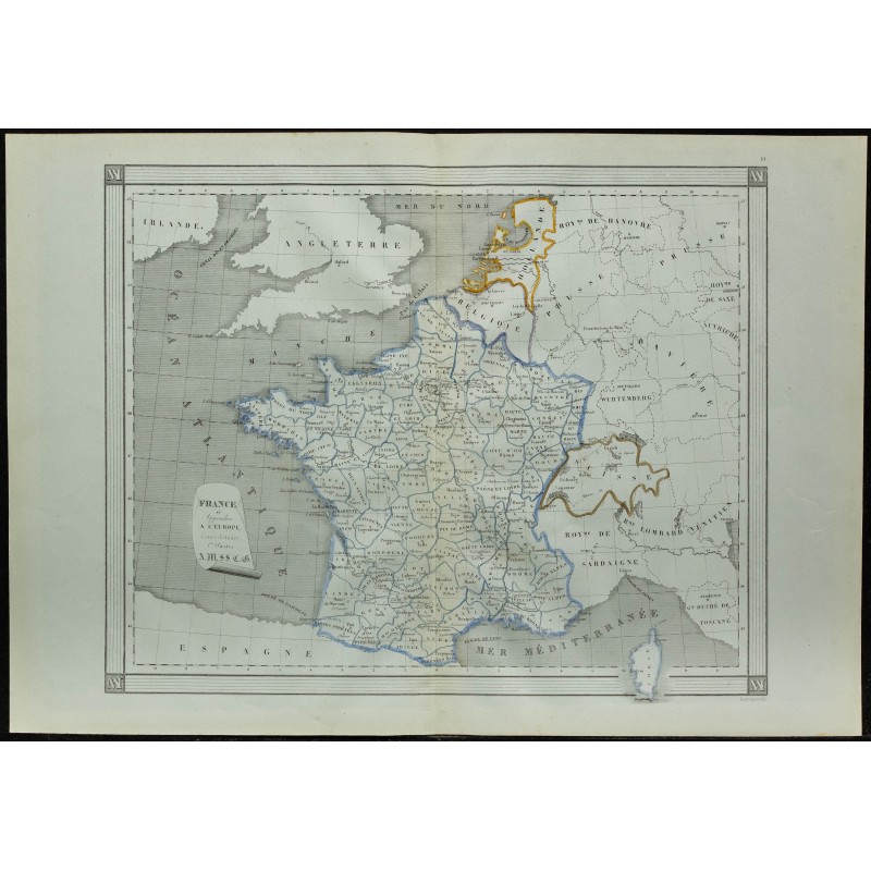 1850 - Carte de France et pays limitrophes 