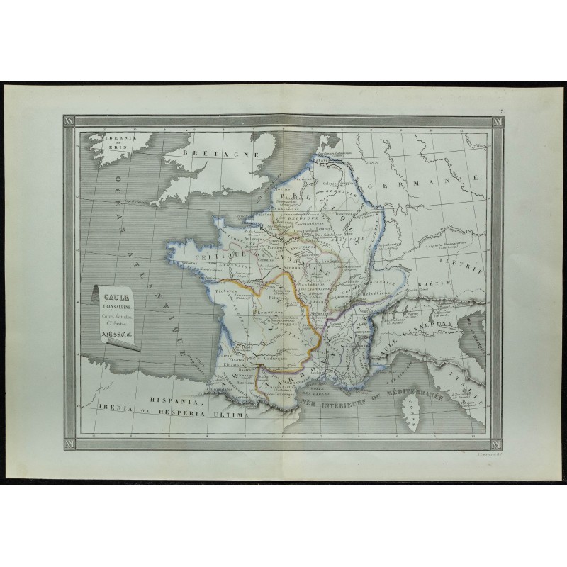 1850 - Carte de la Gaule Transalpine 
