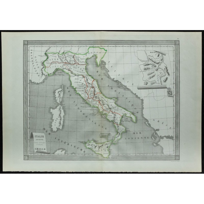 1850 - Carte de l'Italie ancienne 