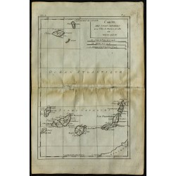 1784 - Carte ancienne des isles Canaries avec l'Ile de Madère 