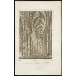 Gravure de 1829 - Intérieur de l'abbaye de St Ouen - 1